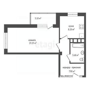 1-к квартира, сданный дом, 38м2, 2/25 этаж