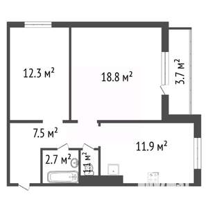 2-к квартира, вторичка, 56м2, 11/17 этаж