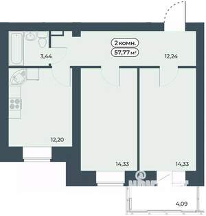 2-к квартира, вторичка, 58м2, 7/9 этаж