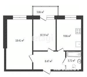 2-к квартира, вторичка, 54м2, 16/18 этаж