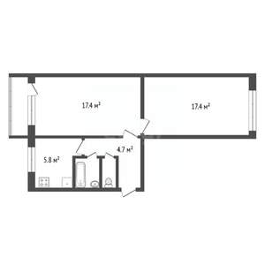 2-к квартира, вторичка, 49м2, 5/5 этаж