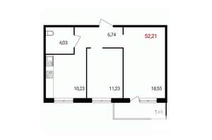 2-к квартира, вторичка, 52м2, 13/18 этаж