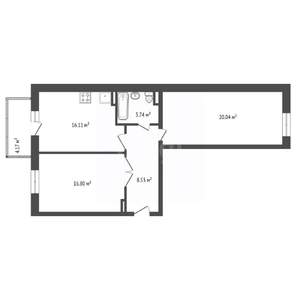 2-к квартира, вторичка, 66м2, 6/9 этаж