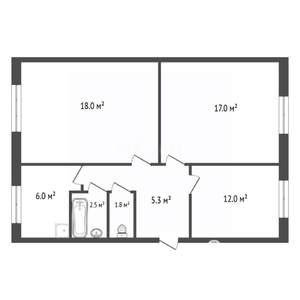 3-к квартира, вторичка, 62м2, 1/5 этаж