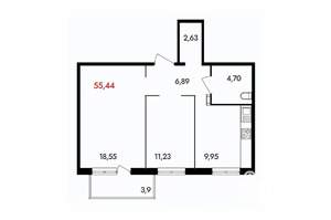 2-к квартира, вторичка, 56м2, 17/18 этаж