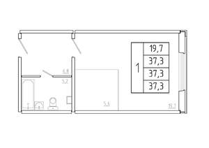 1-к квартира, строящийся дом, 37м2, 1/17 этаж