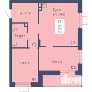 2-к квартира, вторичка, 62м2, 8/12 этаж