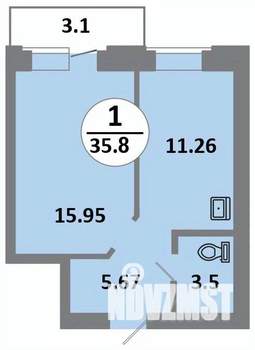 1-к квартира, строящийся дом, 36м2, 14/14 этаж