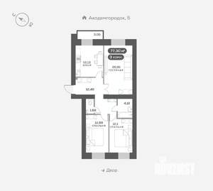 3-к квартира, вторичка, 77м2, 4/15 этаж