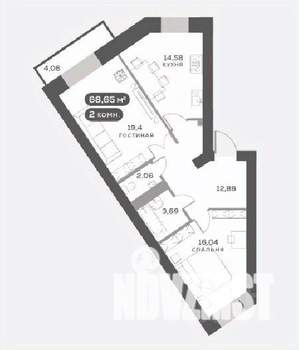 2-к квартира, вторичка, 69м2, 11/15 этаж