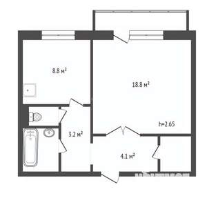 1-к квартира, вторичка, 41м2, 7/10 этаж