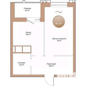 1-к квартира, вторичка, 41м2, 2/24 этаж