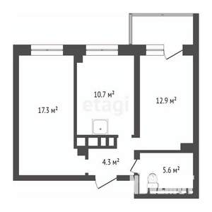 2-к квартира, сданный дом, 51м2, 23/25 этаж