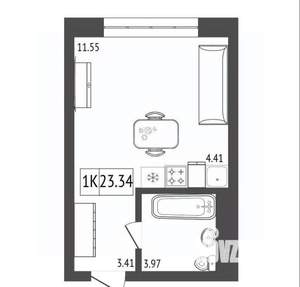 1-к квартира, вторичка, 23м2, 7/17 этаж