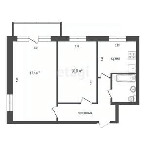 2-к квартира, вторичка, 44м2, 4/5 этаж