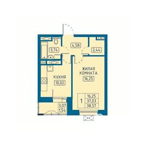 1-к квартира, вторичка, 39м2, 13/20 этаж