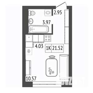 1-к квартира, строящийся дом, 22м2, 4/17 этаж