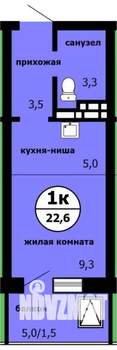 Студия квартира, строящийся дом, 22м2, 3/9 этаж