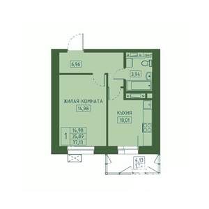 1-к квартира, вторичка, 37м2, 13/23 этаж