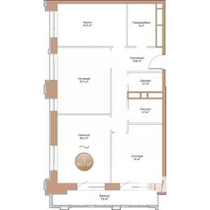 3-к квартира, вторичка, 91м2, 10/24 этаж