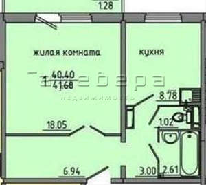 1-к квартира, вторичка, 40м2, 9/16 этаж