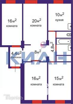 4-к квартира, вторичка, 100м2, 3/4 этаж