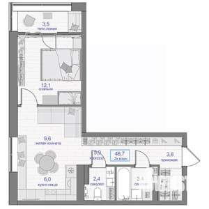 2-к квартира, вторичка, 47м2, 17/24 этаж