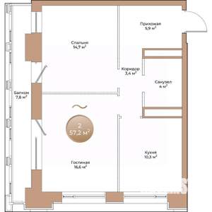 2-к квартира, вторичка, 57м2, 2/24 этаж