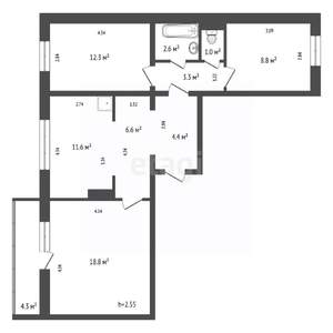 3-к квартира, вторичка, 70м2, 2/16 этаж