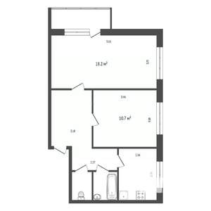 2-к квартира, вторичка, 48м2, 3/5 этаж