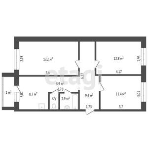 3-к квартира, вторичка, 68м2, 2/5 этаж