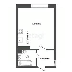 Студия квартира, вторичка, 30м2, 2/25 этаж