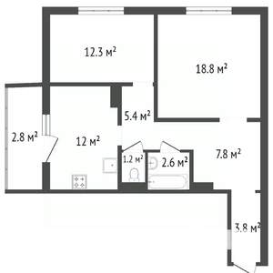 2-к квартира, вторичка, 64м2, 15/17 этаж