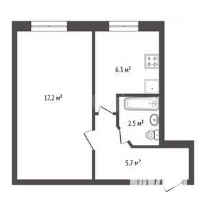 1-к квартира, вторичка, 33м2, 1/5 этаж