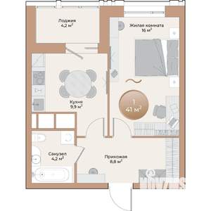 1-к квартира, вторичка, 41м2, 17/24 этаж