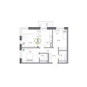 3-к квартира, вторичка, 69м2, 7/7 этаж