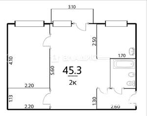 2-к квартира, вторичка, 45м2, 5/5 этаж