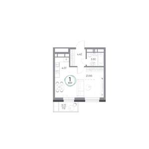 1-к квартира, строящийся дом, 37м2, 9/17 этаж