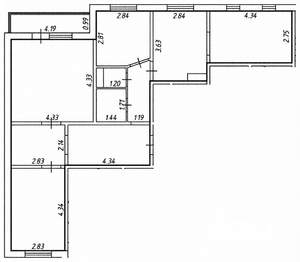 3-к квартира, вторичка, 83м2, 4/15 этаж