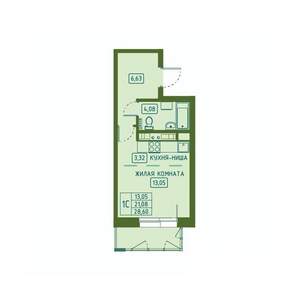 Студия квартира, вторичка, 29м2, 19/23 этаж