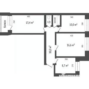 3-к квартира, вторичка, 62м2, 3/9 этаж