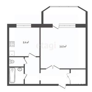 1-к квартира, вторичка, 40м2, 7/14 этаж