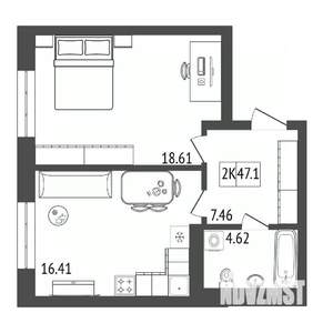 2-к квартира, строящийся дом, 47м2, 14/17 этаж