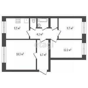 3-к квартира, вторичка, 65м2, 7/9 этаж