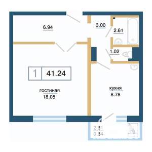 1-к квартира, строящийся дом, 41м2, 11/17 этаж