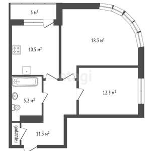 2-к квартира, вторичка, 56м2, 16/23 этаж