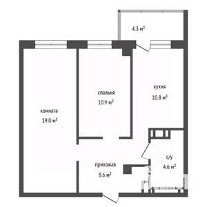 2-к квартира, вторичка, 53м2, 19/24 этаж