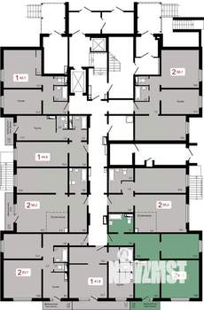 2-к квартира, строящийся дом, 61м2, 1/17 этаж