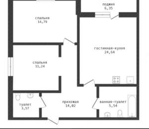 3-к квартира, вторичка, 77м2, 10/12 этаж