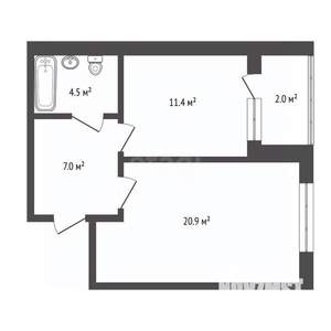 1-к квартира, вторичка, 44м2, 7/19 этаж